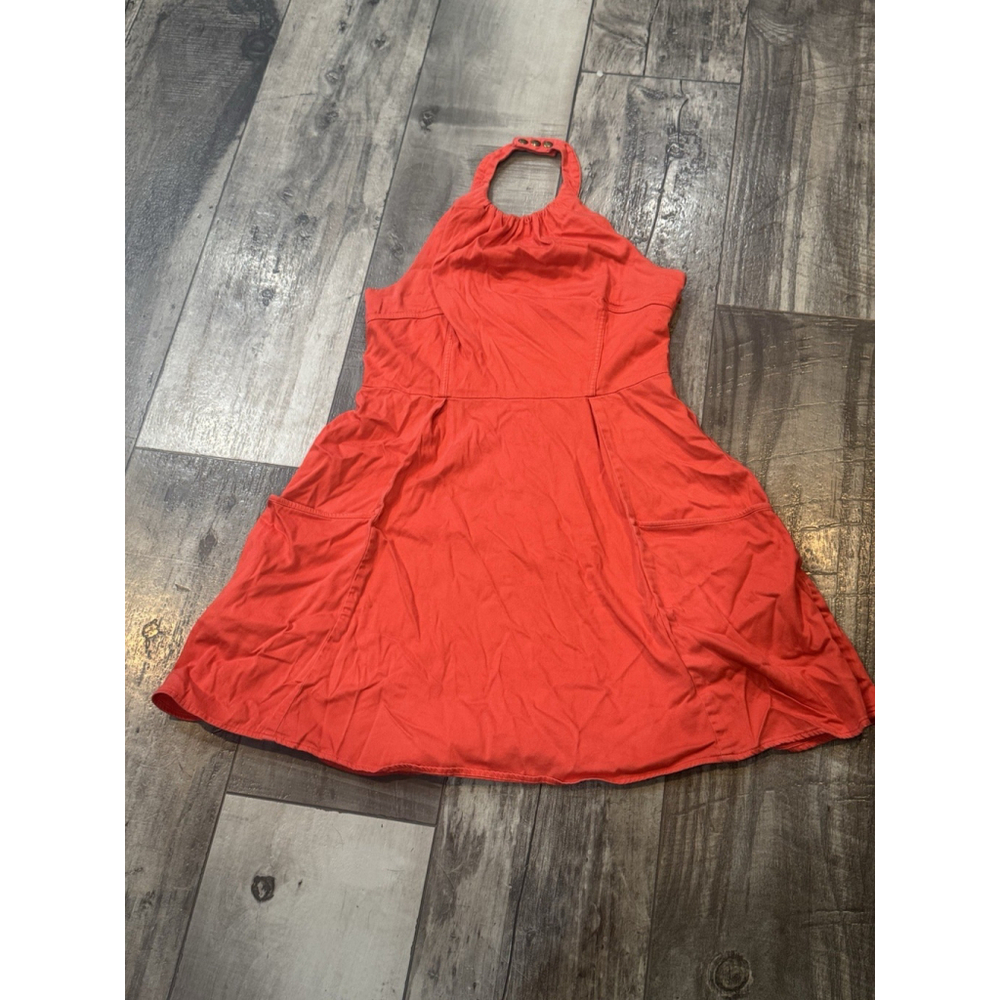 Jessica Simpson Stylish Orange Tangerine Halter Top Sundress Sz 12 Large Pockets